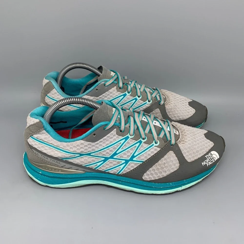 The‎ North Face Ultra Trail Gray Teal Running Shoes C579 Women's Sz 10